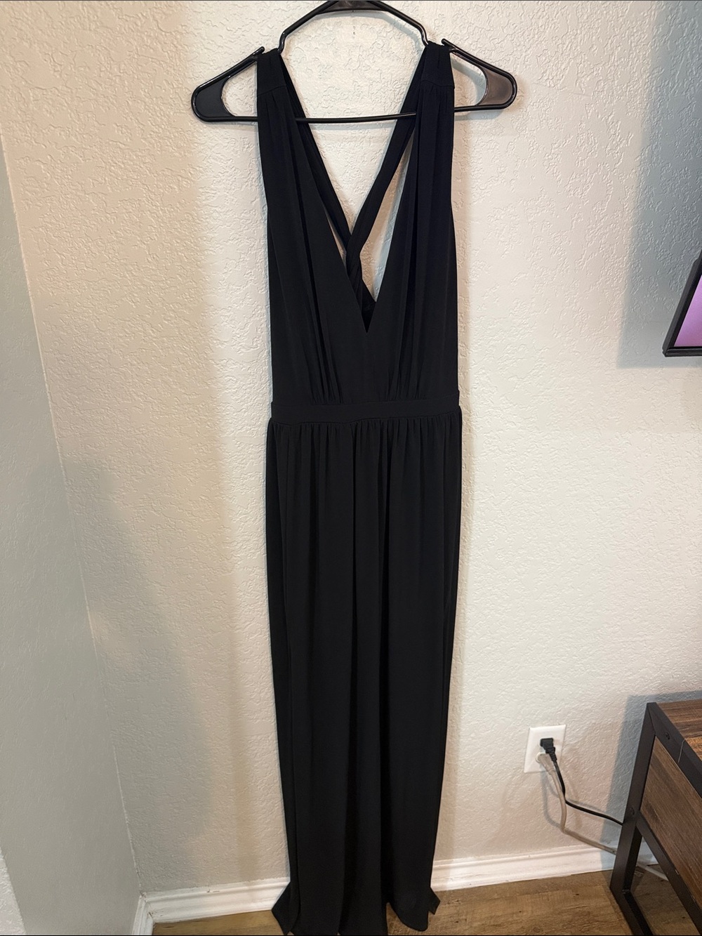 Express Black V-Neck Cross-Back Maxi Dress